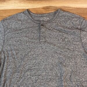 American Eagle Outfitters Mens Long Sleeve Henley Shirt Gray Athletic Fit XL